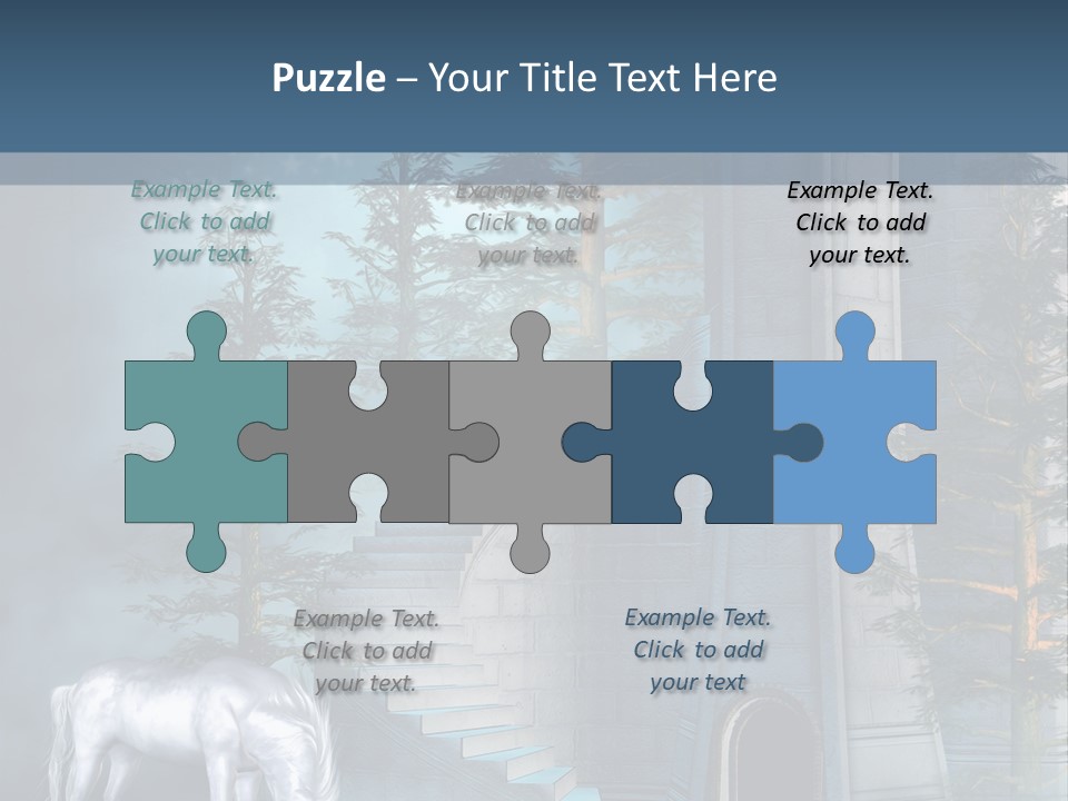 Schody Niebieski Wie PowerPoint Template