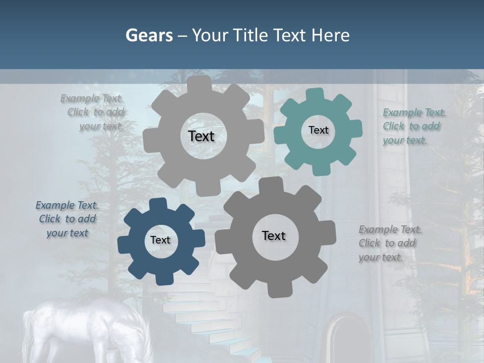 Schody Niebieski Wie PowerPoint Template