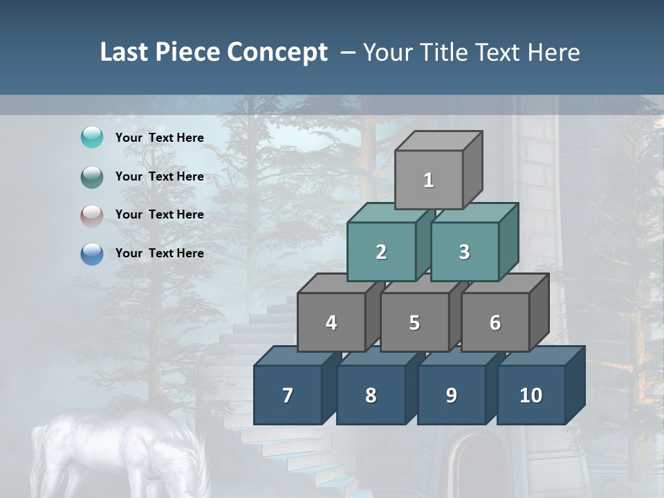 Schody Niebieski Wie PowerPoint Template