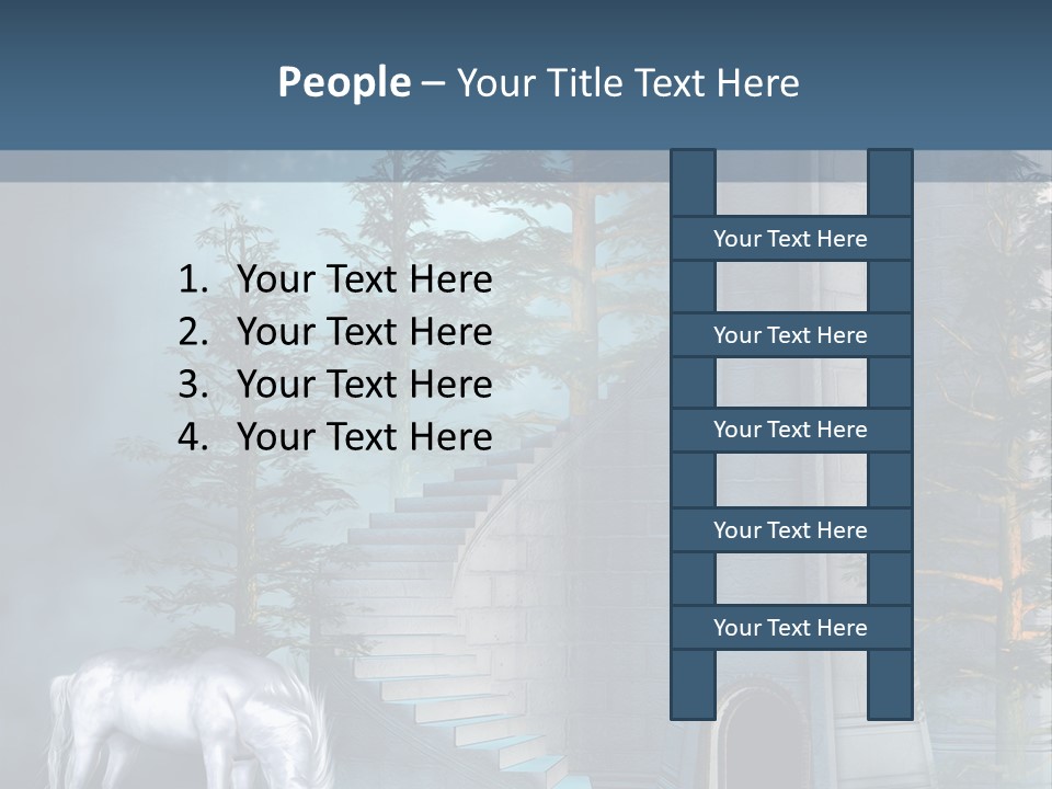 Schody Niebieski Wie PowerPoint Template