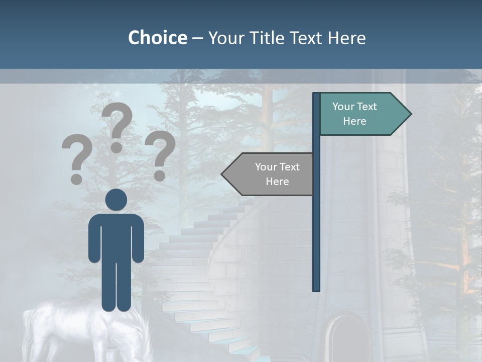 Schody Niebieski Wie PowerPoint Template