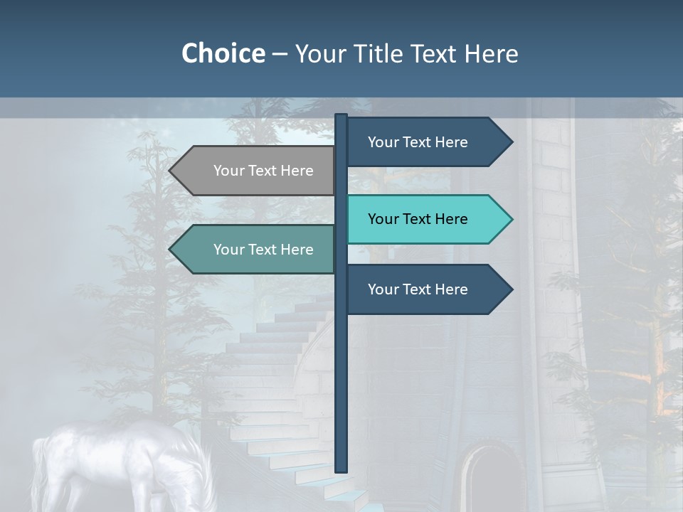 Schody Niebieski Wie PowerPoint Template