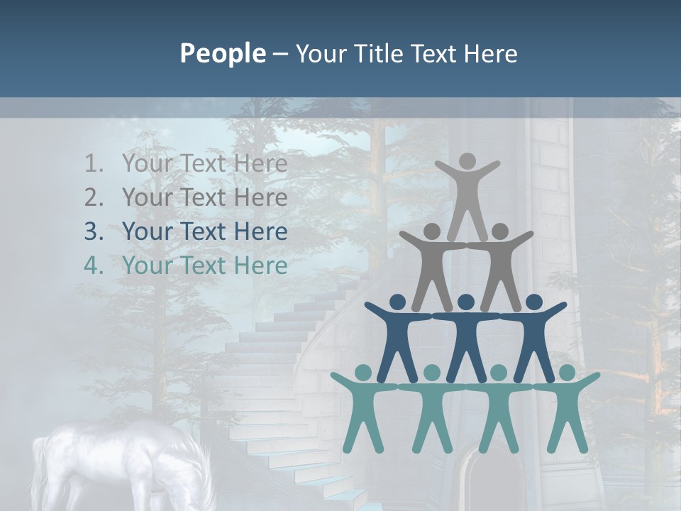 Schody Niebieski Wie PowerPoint Template