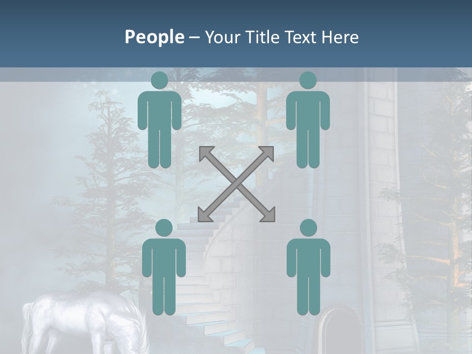 Schody Niebieski Wie PowerPoint Template