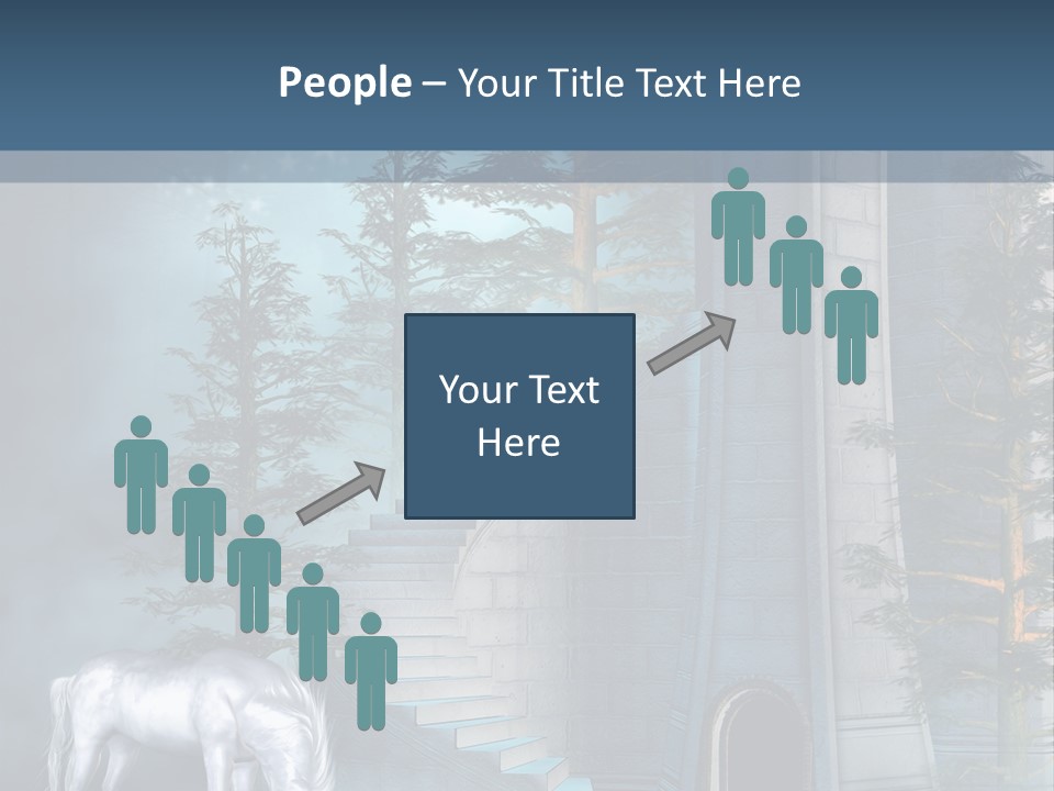 Schody Niebieski Wie PowerPoint Template