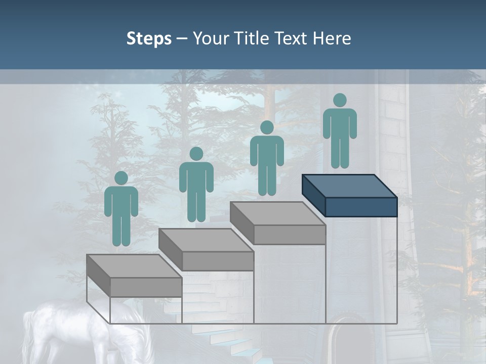 Schody Niebieski Wie PowerPoint Template