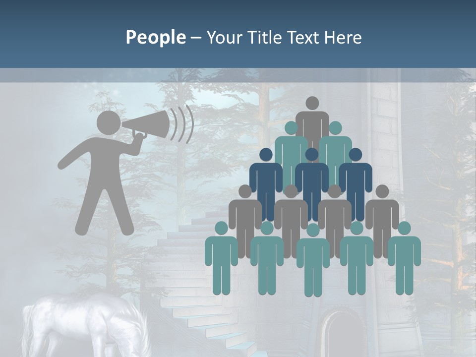 Schody Niebieski Wie PowerPoint Template