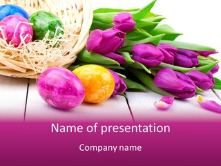 Tulip Flower Easter Eggs PowerPoint Template