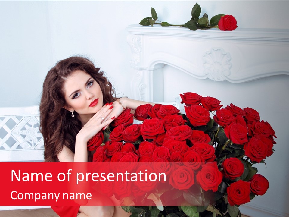 Bouquet Of Roses Attractive Portrait PowerPoint Template