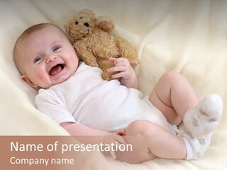 Happy White Teddy PowerPoint Template
