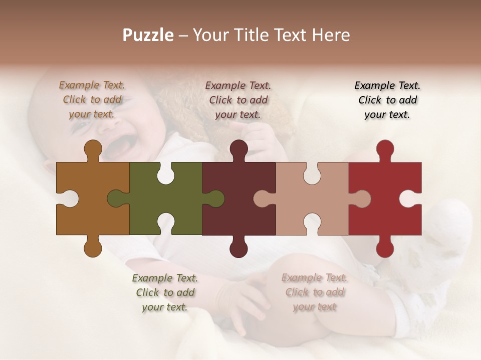 Happy White Teddy PowerPoint Template