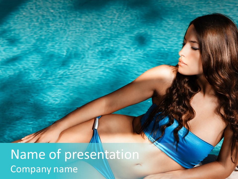 Sexy Lie Swimmingpool PowerPoint Template