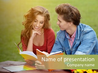 Young Holding Knowledge PowerPoint Template