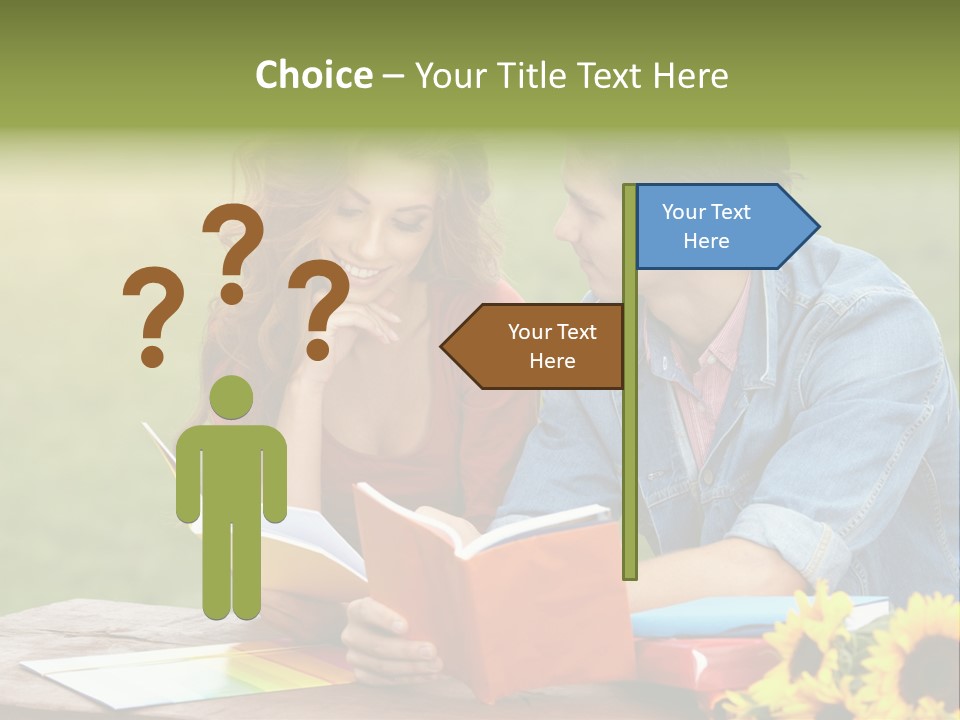 Young Holding Knowledge PowerPoint Template