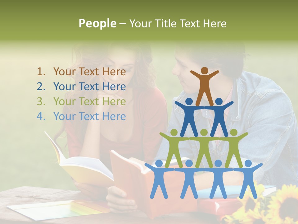 Young Holding Knowledge PowerPoint Template