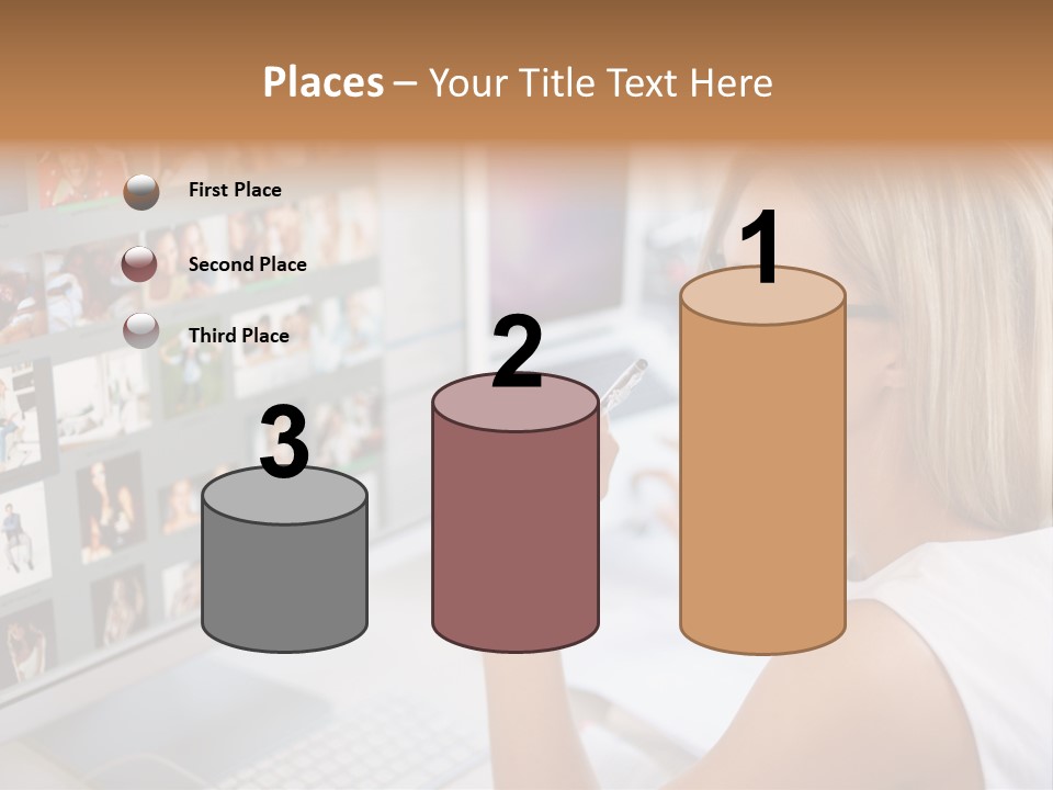 Desk Woman Pretty PowerPoint Template