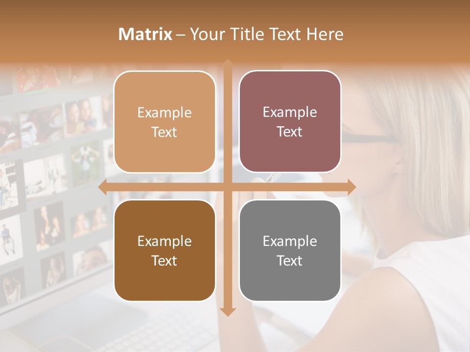 Desk Woman Pretty PowerPoint Template