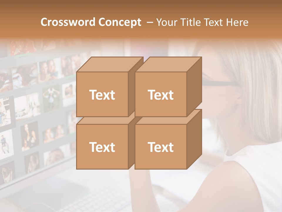 Desk Woman Pretty PowerPoint Template