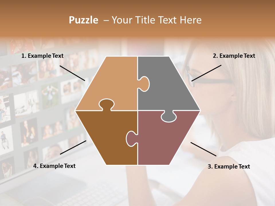 Desk Woman Pretty PowerPoint Template