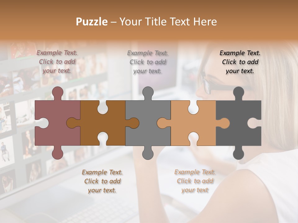 Desk Woman Pretty PowerPoint Template