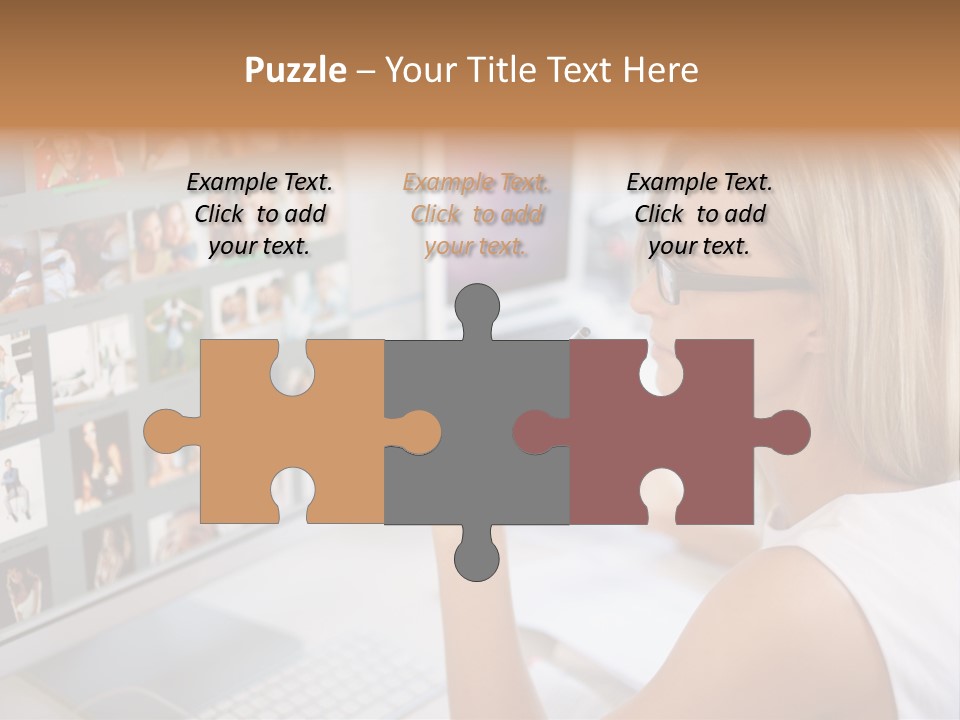 Desk Woman Pretty PowerPoint Template