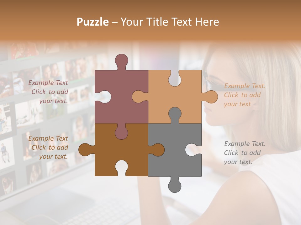 Desk Woman Pretty PowerPoint Template