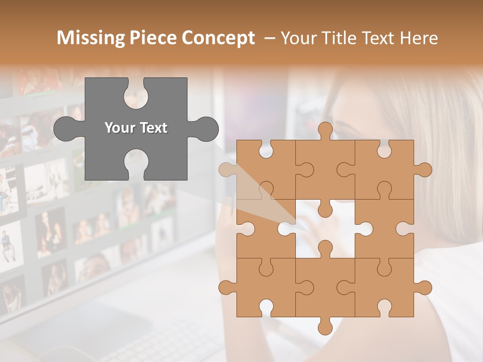 Desk Woman Pretty PowerPoint Template