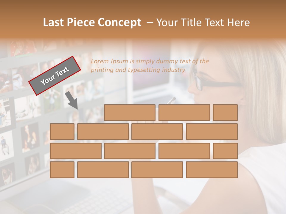 Desk Woman Pretty PowerPoint Template