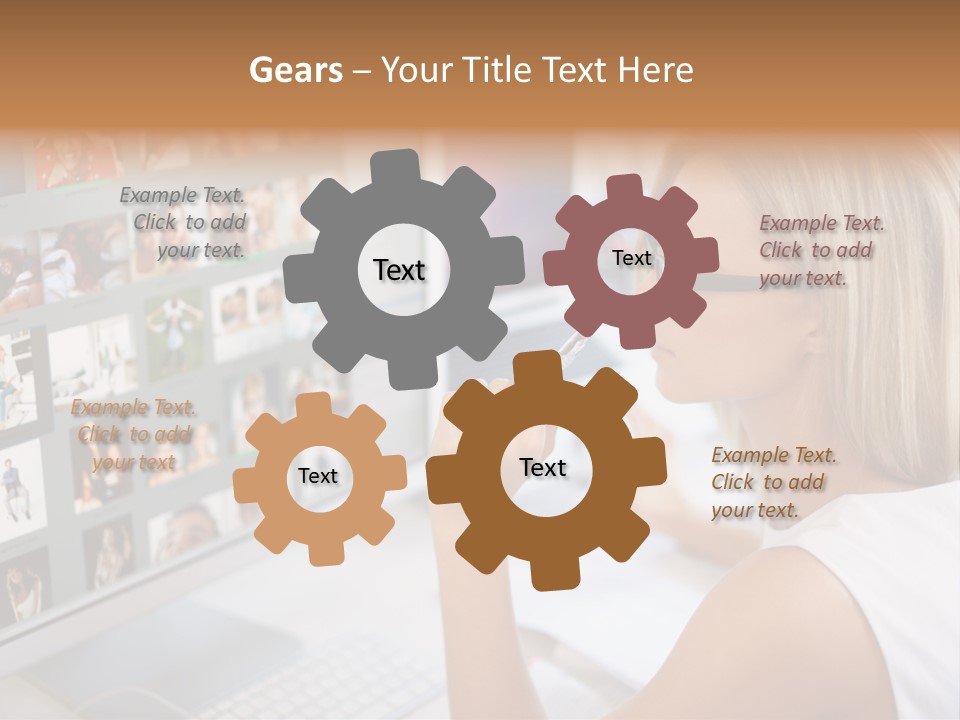 Desk Woman Pretty PowerPoint Template