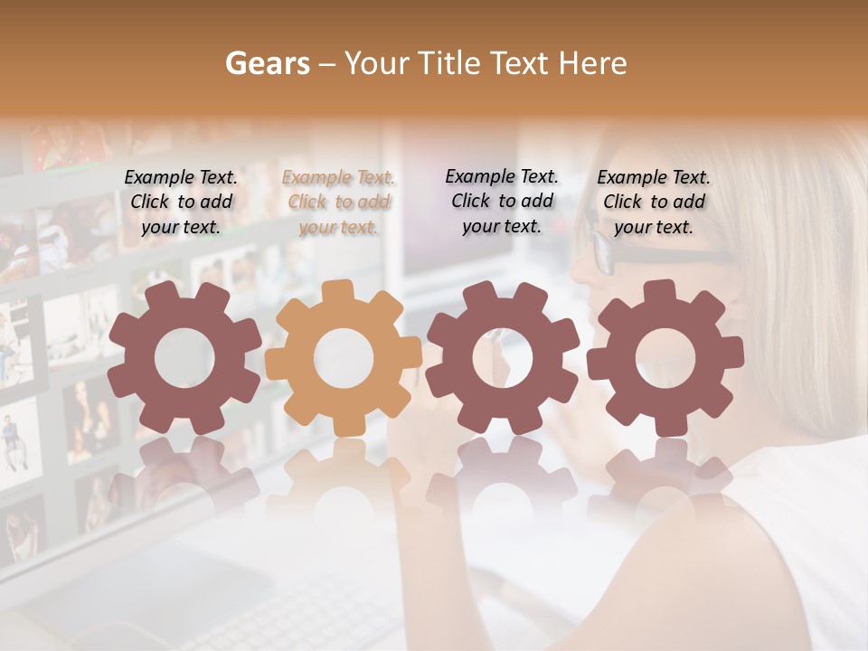 Desk Woman Pretty PowerPoint Template