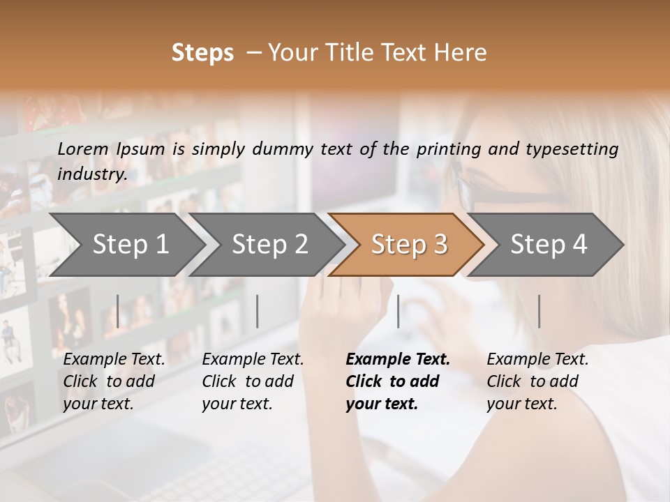 Desk Woman Pretty PowerPoint Template
