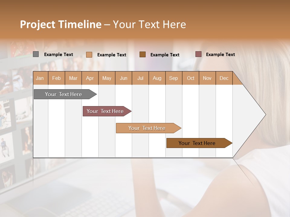 Desk Woman Pretty PowerPoint Template