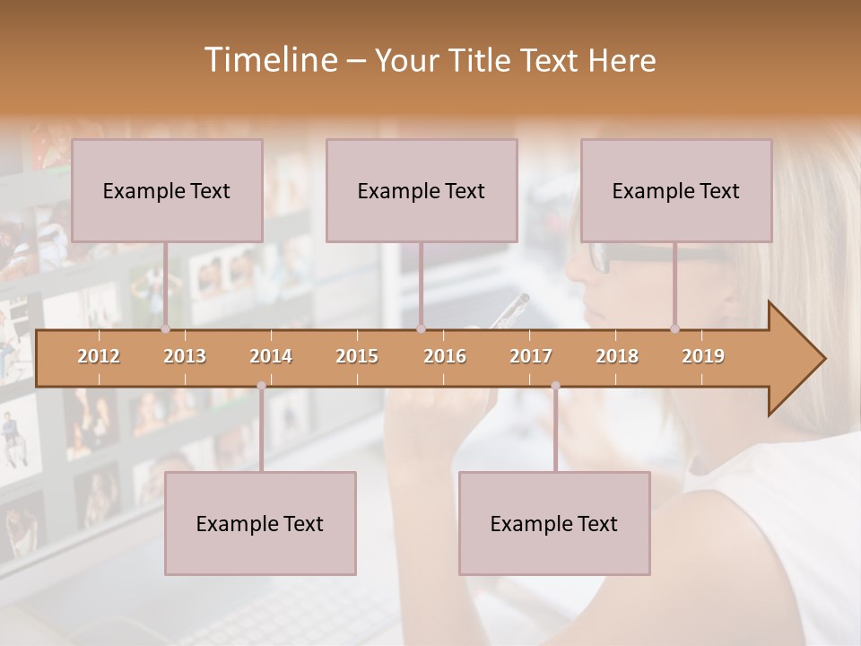 Desk Woman Pretty PowerPoint Template