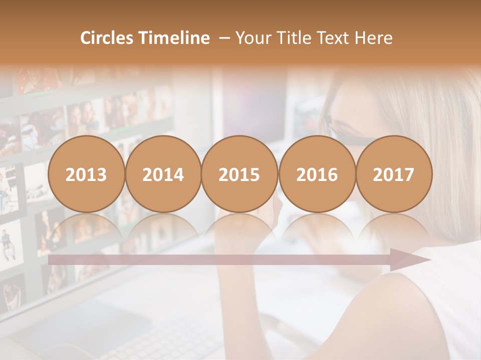 Desk Woman Pretty PowerPoint Template