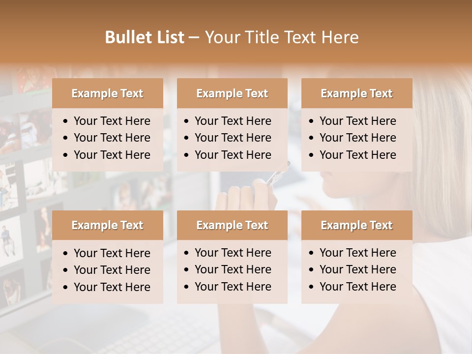 Desk Woman Pretty PowerPoint Template