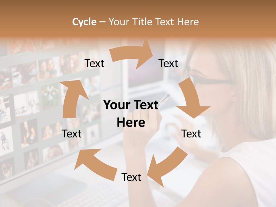 Desk Woman Pretty PowerPoint Template