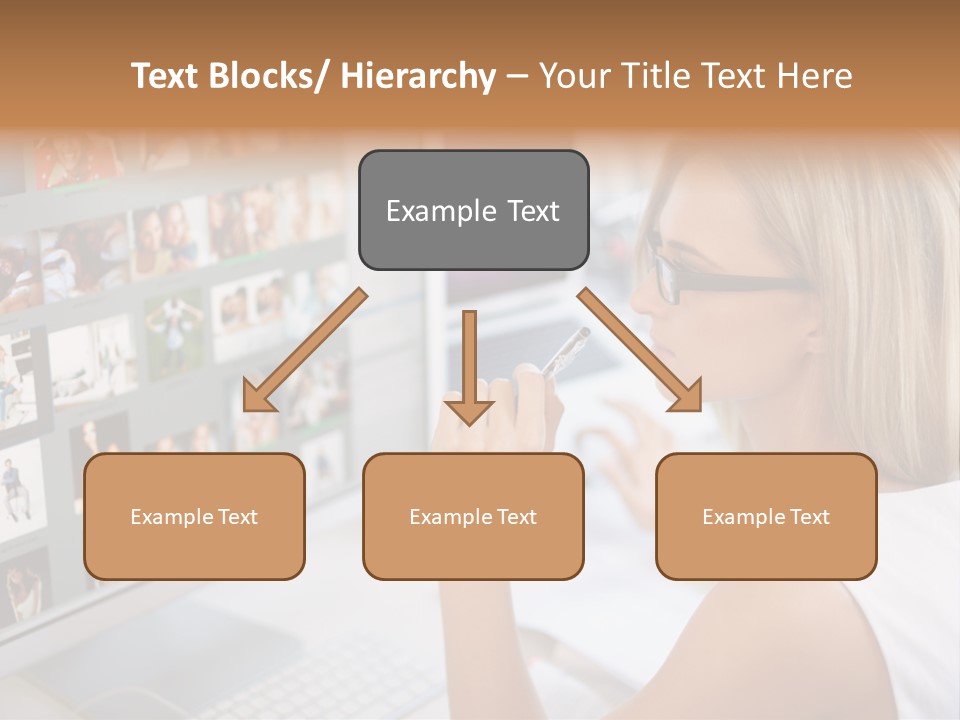 Desk Woman Pretty PowerPoint Template