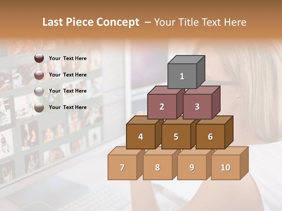 Desk Woman Pretty PowerPoint Template