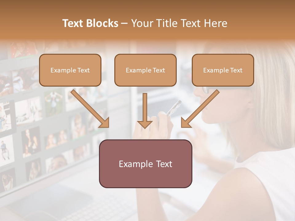 Desk Woman Pretty PowerPoint Template