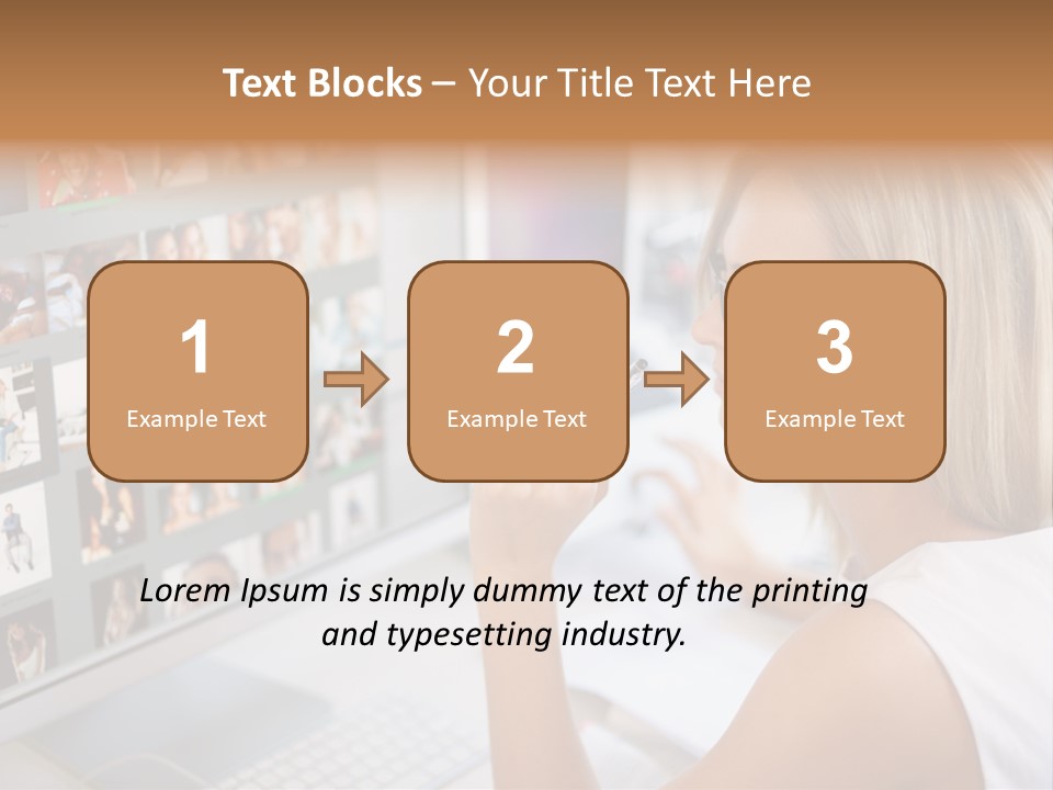 Desk Woman Pretty PowerPoint Template