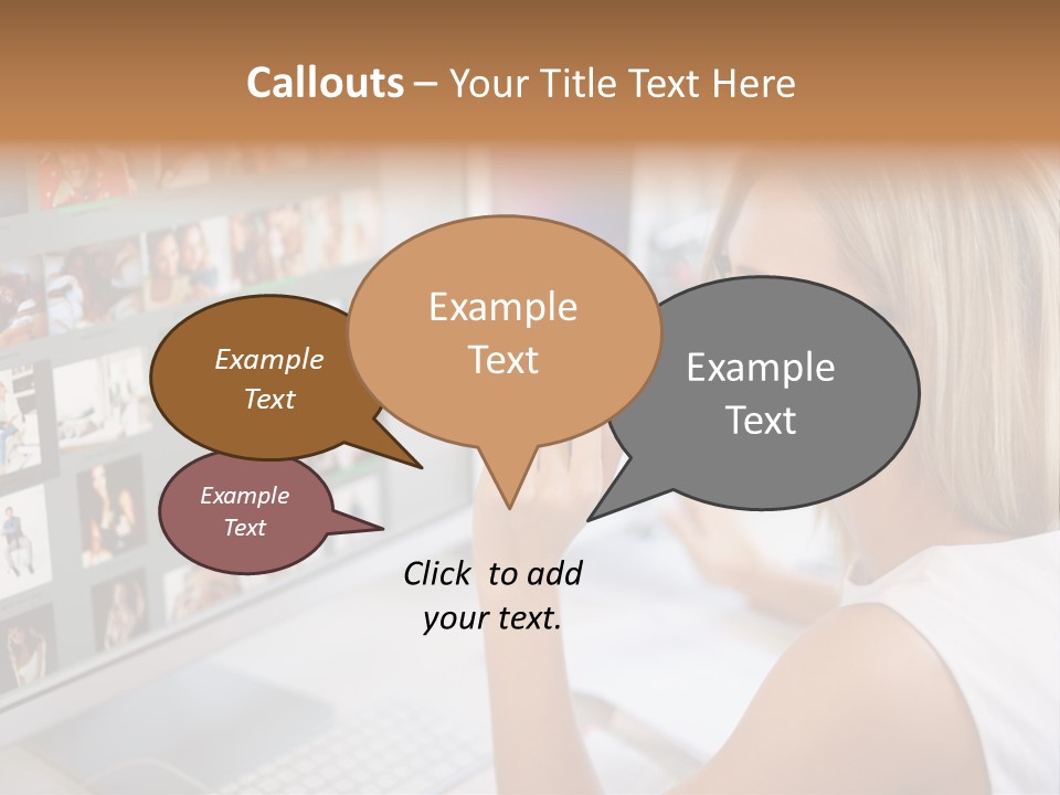 Desk Woman Pretty PowerPoint Template