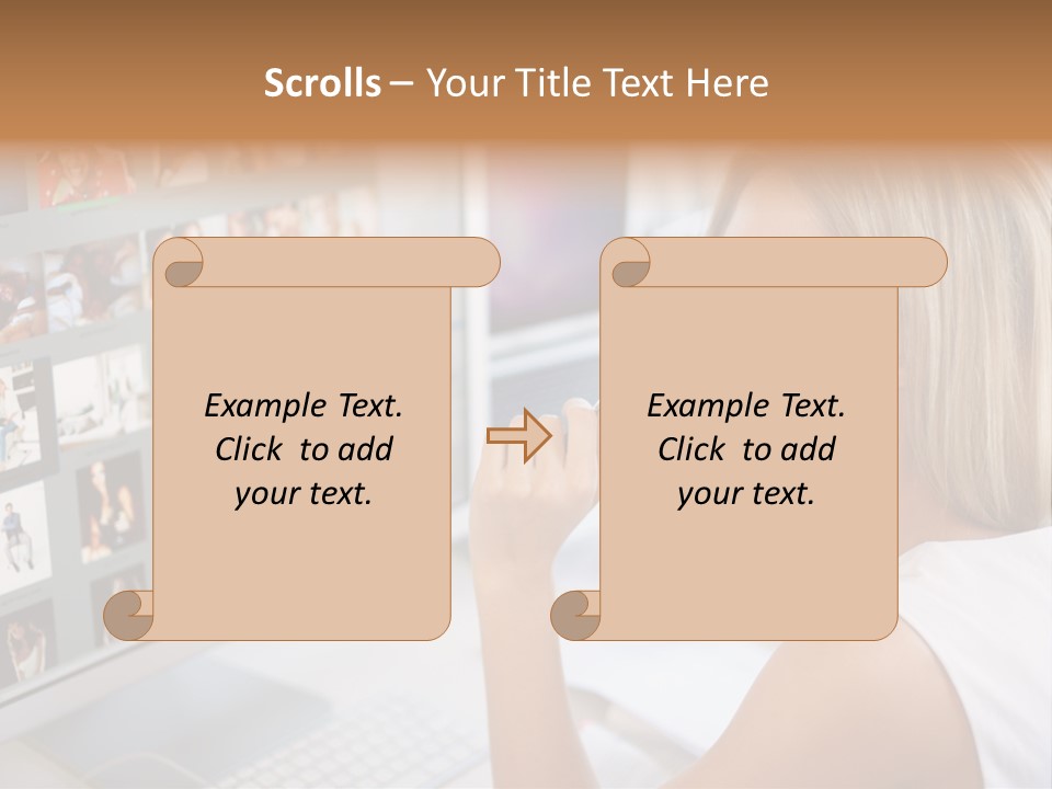 Desk Woman Pretty PowerPoint Template