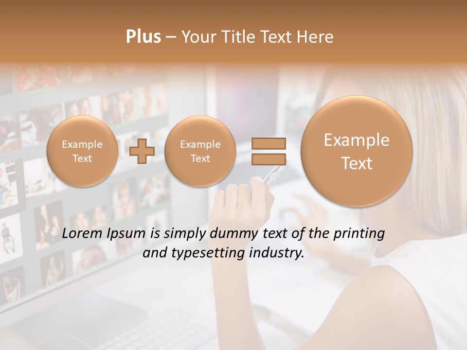 Desk Woman Pretty PowerPoint Template