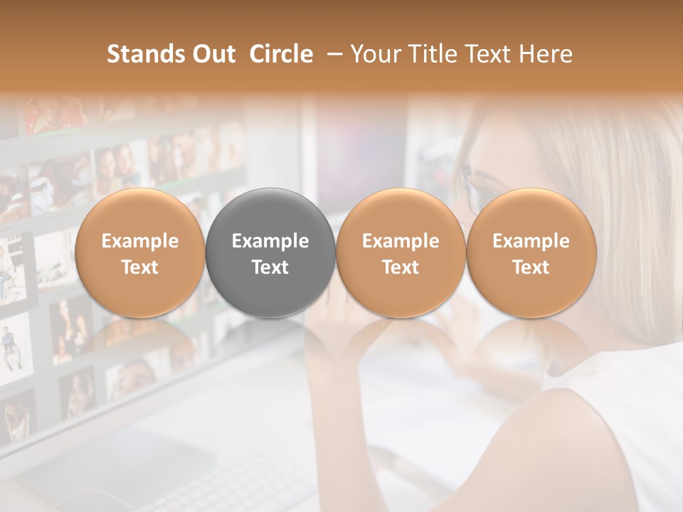 Desk Woman Pretty PowerPoint Template