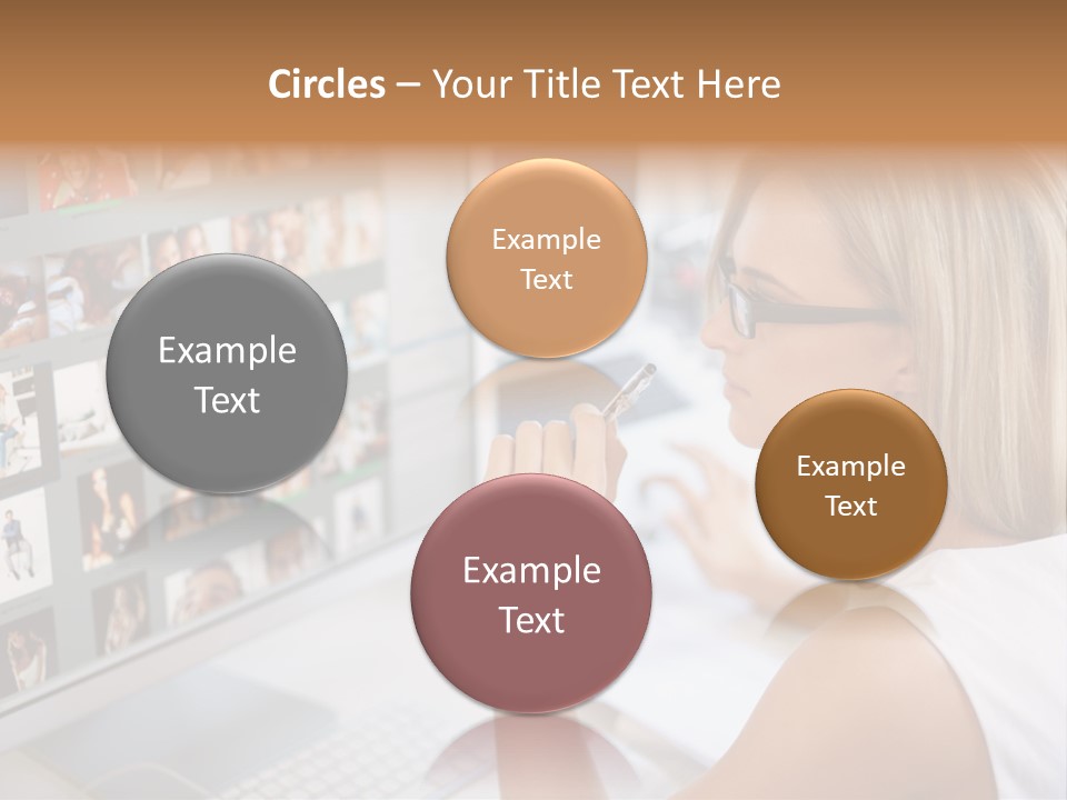 Desk Woman Pretty PowerPoint Template