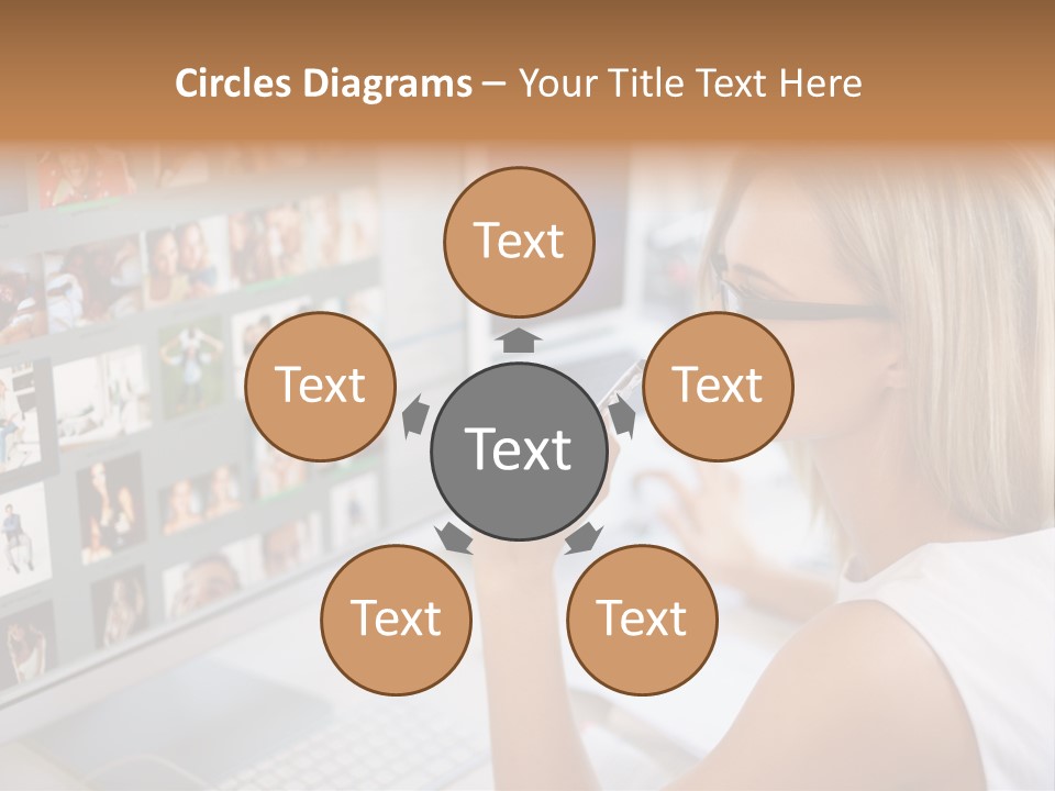 Desk Woman Pretty PowerPoint Template