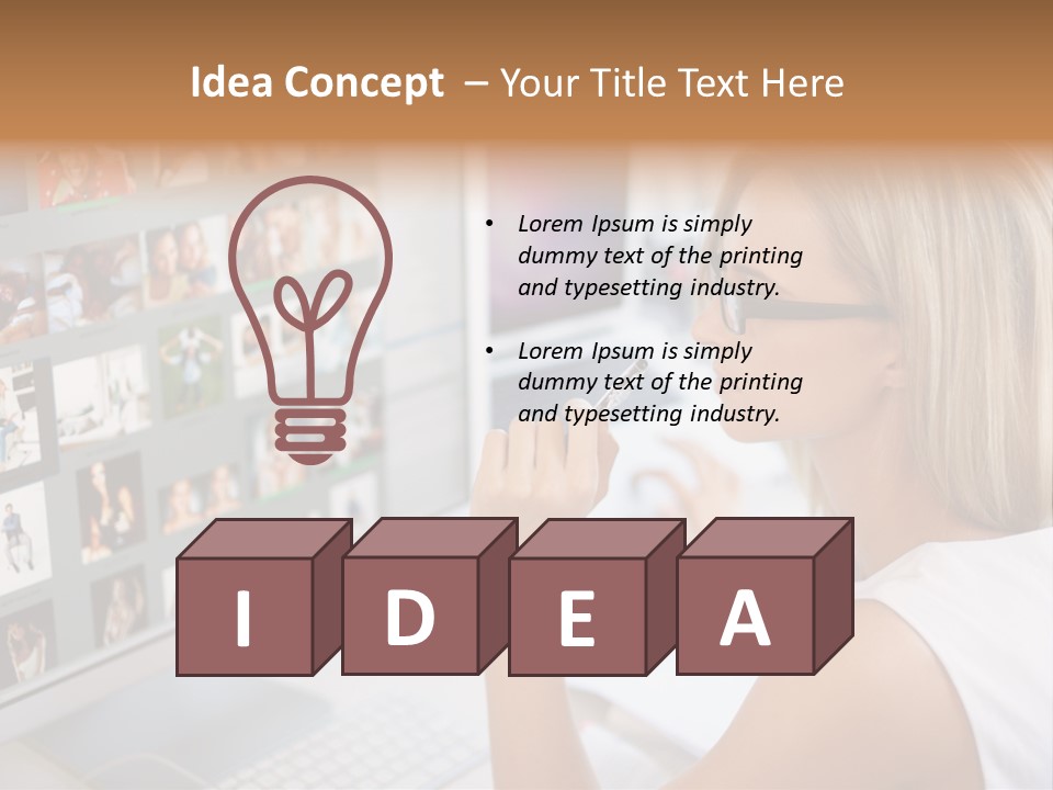 Desk Woman Pretty PowerPoint Template