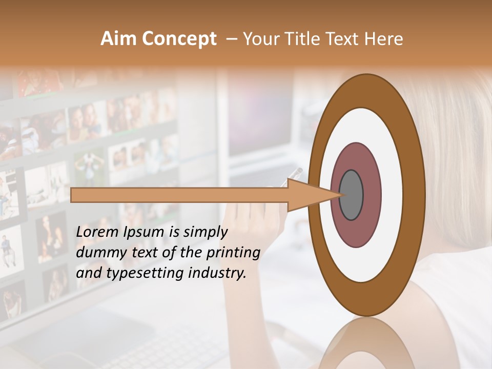 Desk Woman Pretty PowerPoint Template