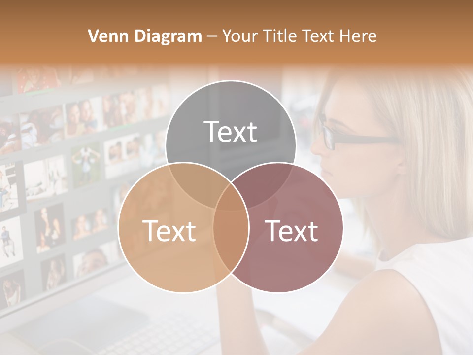 Desk Woman Pretty PowerPoint Template