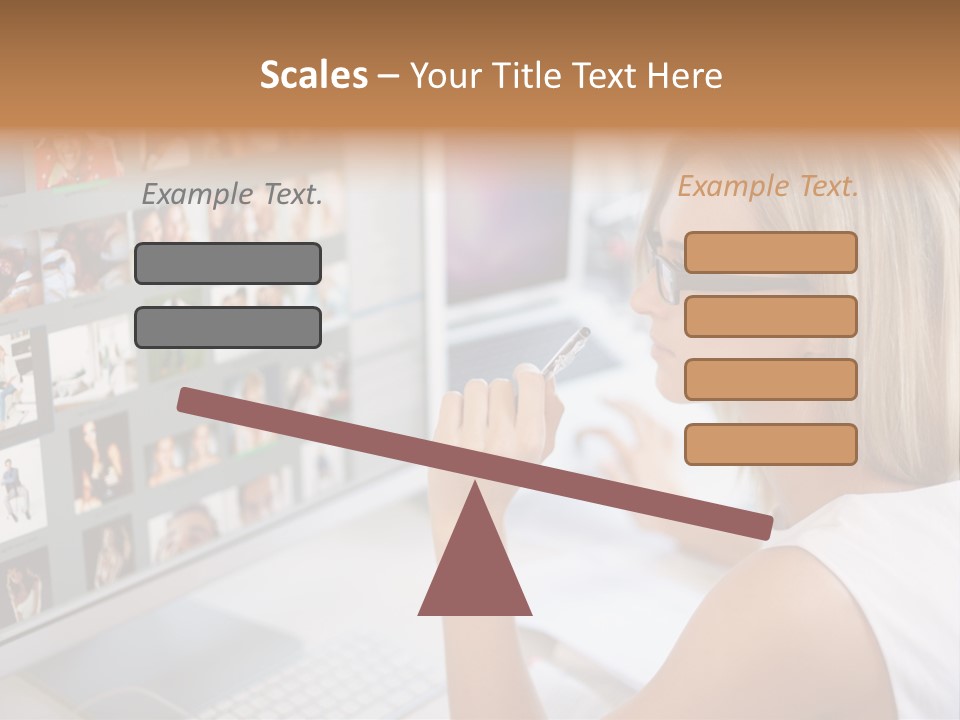 Desk Woman Pretty PowerPoint Template